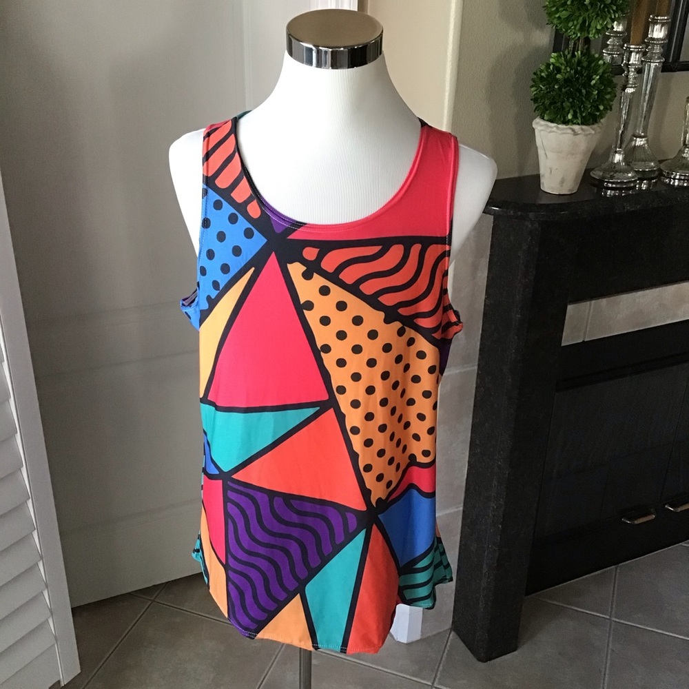 LAST 1! LARGE ONLY! Vintage Getonfleek Tank Top Abstract Pop Art Mod Streetwear - Picture 6 of 13